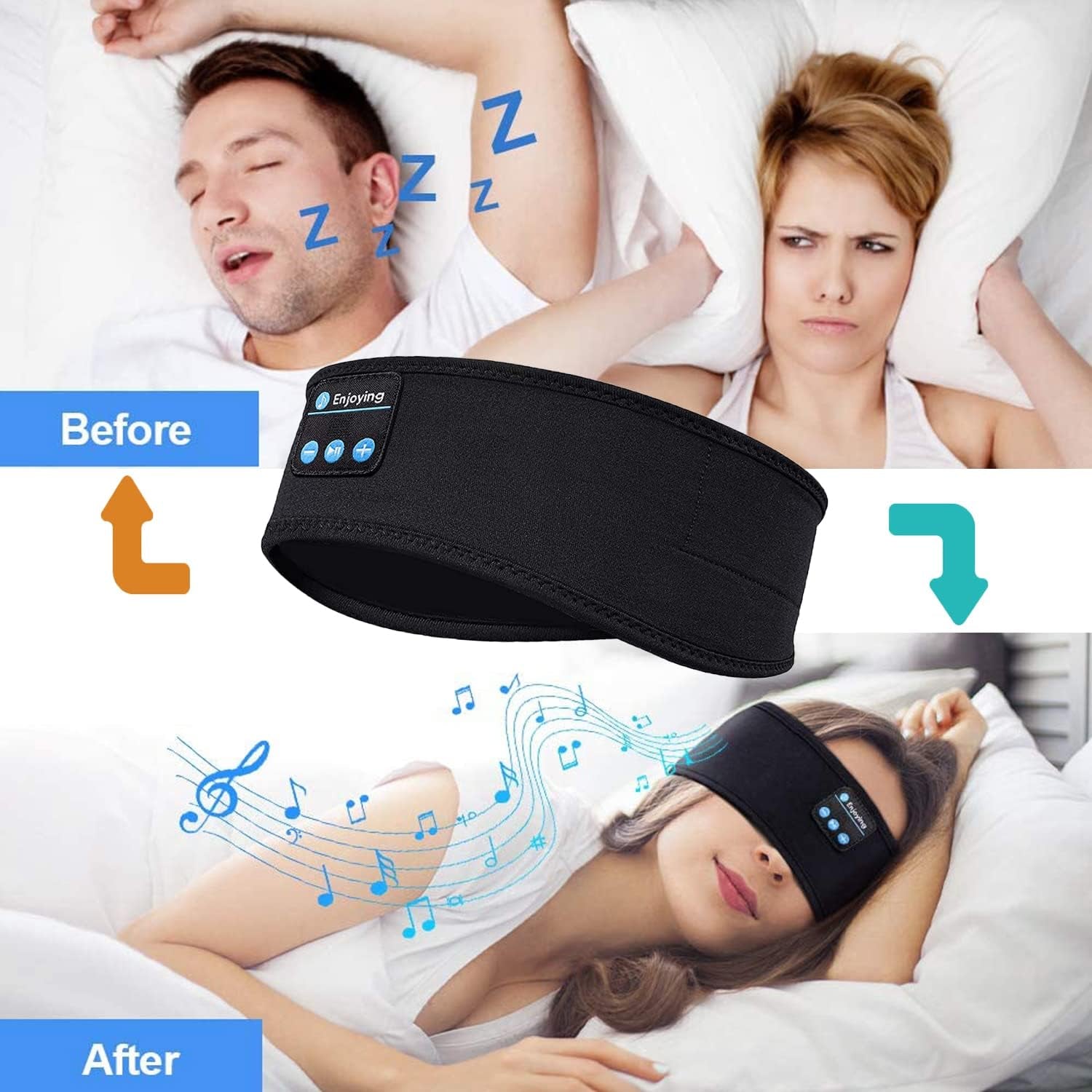 Sleep Headphones V5.0 Wireless Bluetooth Snoozeband Built-In HD Speakers