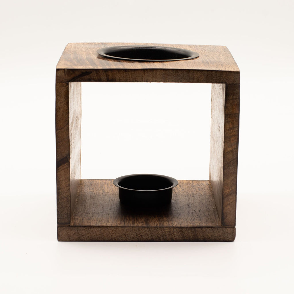 Large Square Mango Wood Oil Burner  - Tree of Life-2
