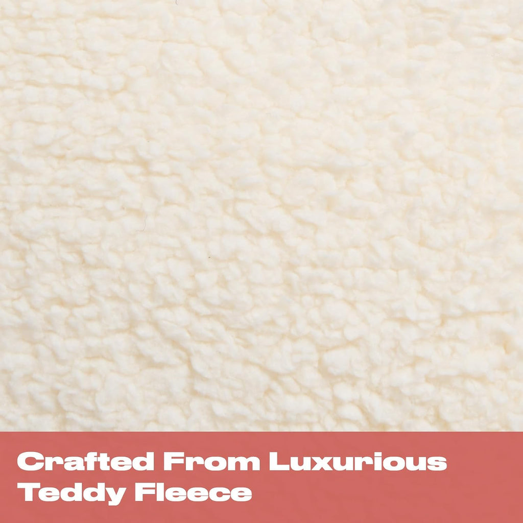 Reading Pillow Teddy Fleece Cream, Cuddle Cushion for Adults Super Soft Cosy Back Support Cushion with Arms Comfy Back Pillow for Bed Relaxing Comfy