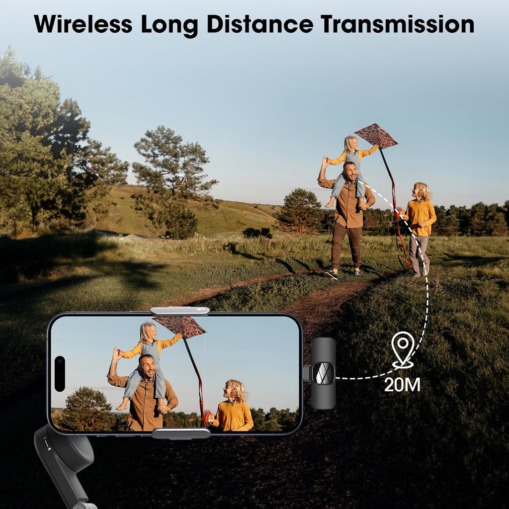 Wireless Lavalier Microphone for Iphone - Ipad, Android Phone,Computer, Mini Lapel Mic with Noise Reduction and Crystal Sound for Video Recording, Vlogging, Tiktok, Youtube