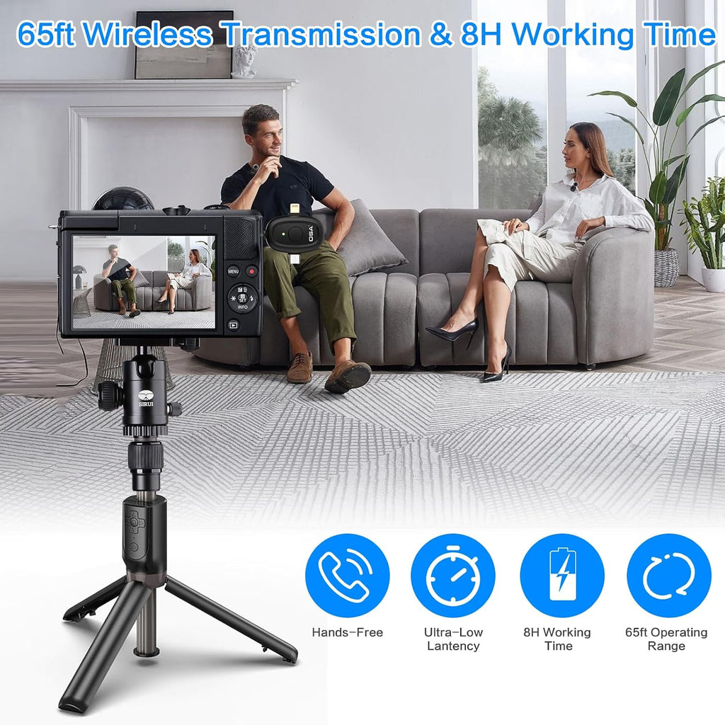 3 in 1 Wireless Microphone for Iphone,Camera,Android,And Laptop, 8H Long Working Time Lapel Mic with Noise Reduction for Video Recording,Vlog,Youtube,Tiktok