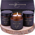 | Scented Candle Gift Set | Origins Collection | 3 Luxury Soy Wax Candles | Wooden Wick | 3×100G | Amber, Black Pepper & Sea Salt | Gift for Him - Birthday, Christmas & Father'S Day
