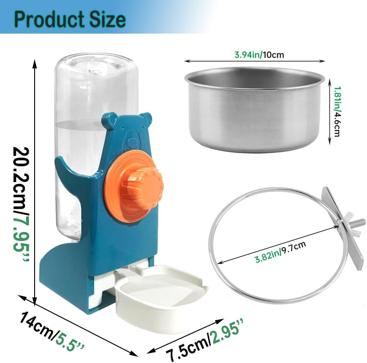 No Mess Bird Feeder Water Dispenser Set, Automatic Parrot Feeder Cage Accessories, Clear Parakeet Seed Container Food Feeder Drinker for Cage, Cockatiel Finch Lovebirds Budgies Canary (Set-A)