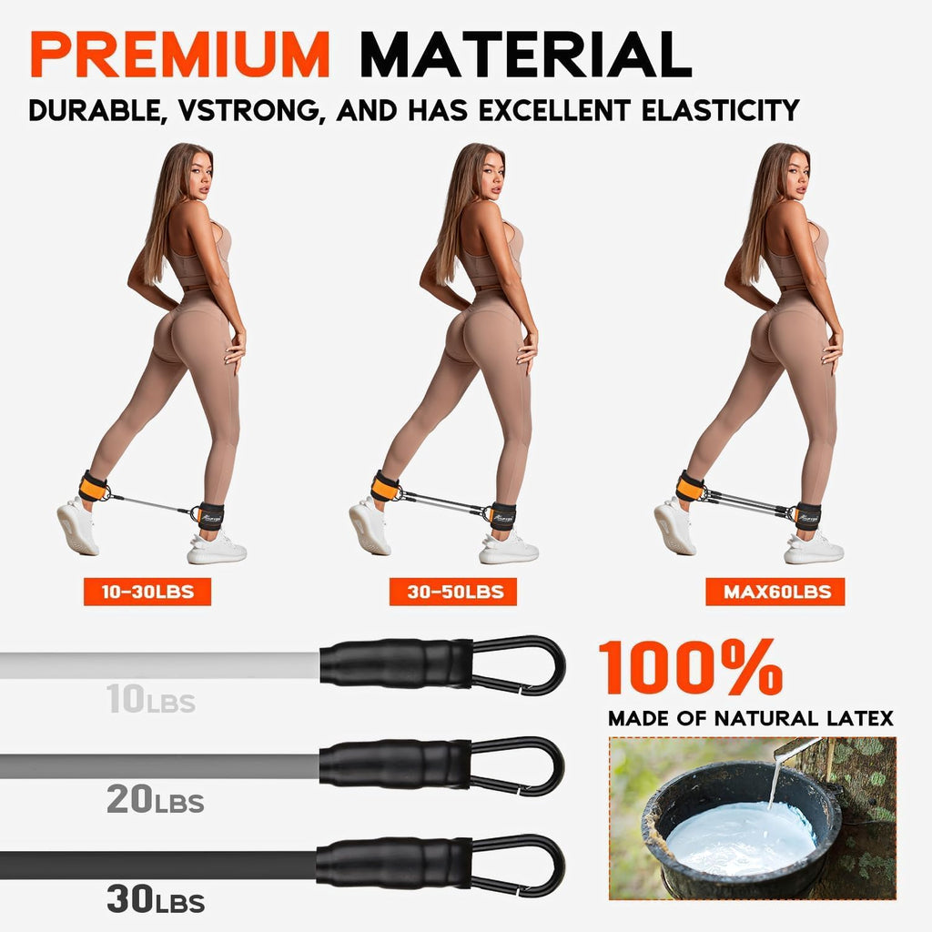 Ankle Resistance Bands with Cuffs, Ankle Bands for Working Out, Resistance Bands for Leg Butt Training Gym Equipment for Kickbacks Hip Gluteus Training Exercises, Ankle Strap with Exercise Bands