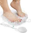 Foot Scrubber for Shower and Body Brush Set. Comfortable to Stand Shower Feet Scrubber No Plastic Smell - Wet and Dry Brush Body Massager. Skin Care and Foot Care Shower Accessories - Clear