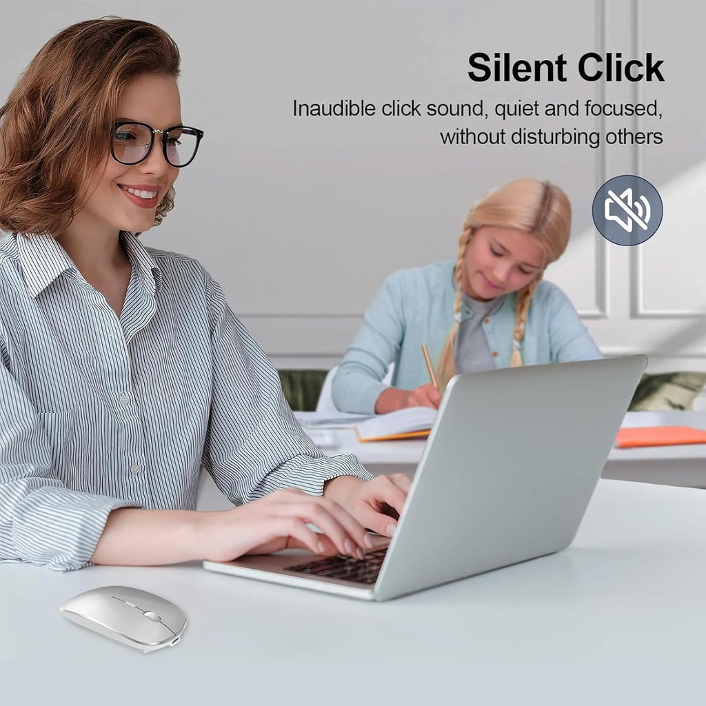Wireless Bluetooth Mouse for Macbook Air Pro Imac Laptop Desktop Surface Pro, Wireless Computer Mouse USB C Rechargeable Portable Slim Quiet Mice for Mac Mini/Ipad/Pc