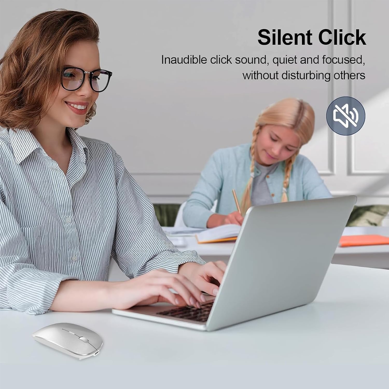 Wireless Bluetooth Mouse for Macbook Air Pro Imac Laptop Desktop Surface Pro, Wireless Computer Mouse USB C Rechargeable Portable Slim Quiet Mice for Mac Mini/Ipad/Pc