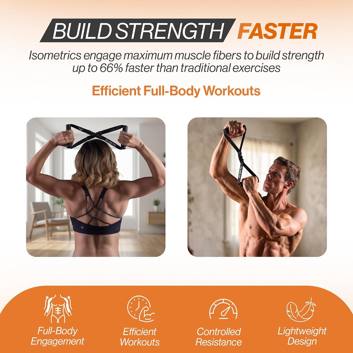ISO BOW Pro Isometric Exercise Equipment & Workout Straps - Self Resistance Stretching Strap with Handles, Portable Workout Equipment for Yoga - Strength Training Equipment for Home Gym
