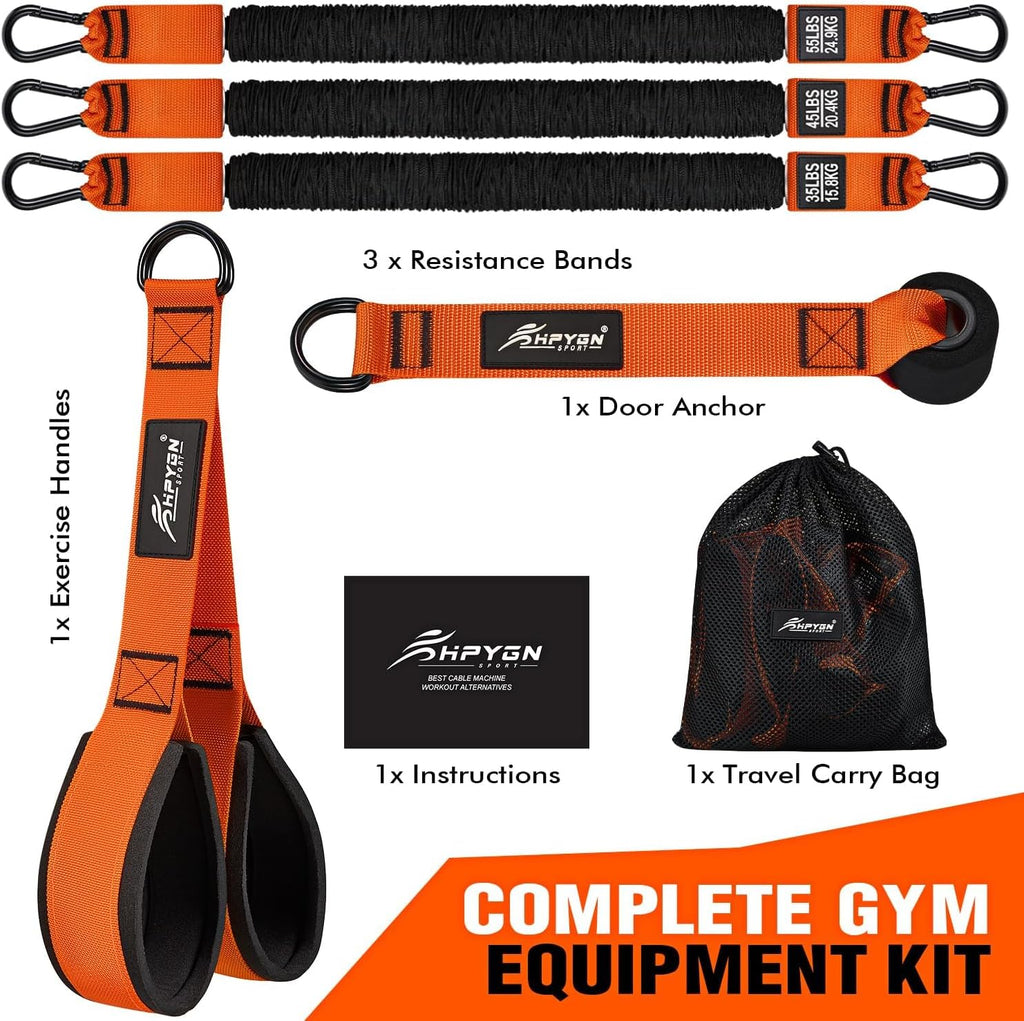 Resistance Bands Training for Arms, Biceps, Triceps, Back, Abs, Shoulders, Exercise Bands with Handles, Door Anchor, Heavy Duty Home Gym Workout Equipment for Face Pulls, Tricep Pushdowns