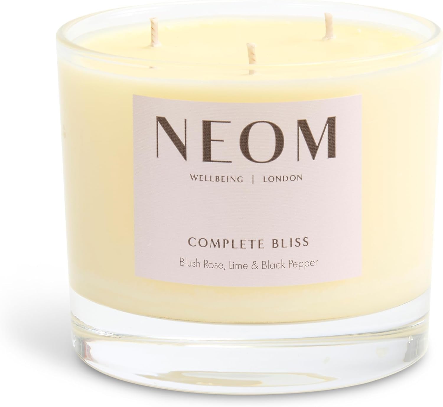 - Complete Bliss Scented Candle, 3 Wick | Blush Rose, Lime & Black Pepper | Essential Oil Aromatherapy Candle | Scent to De-Stress
