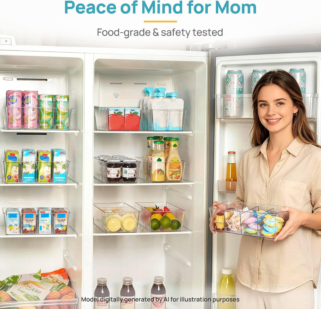 Food Storage Organizer Bins, Clear Plastic Bins for Pantry 4 Pack