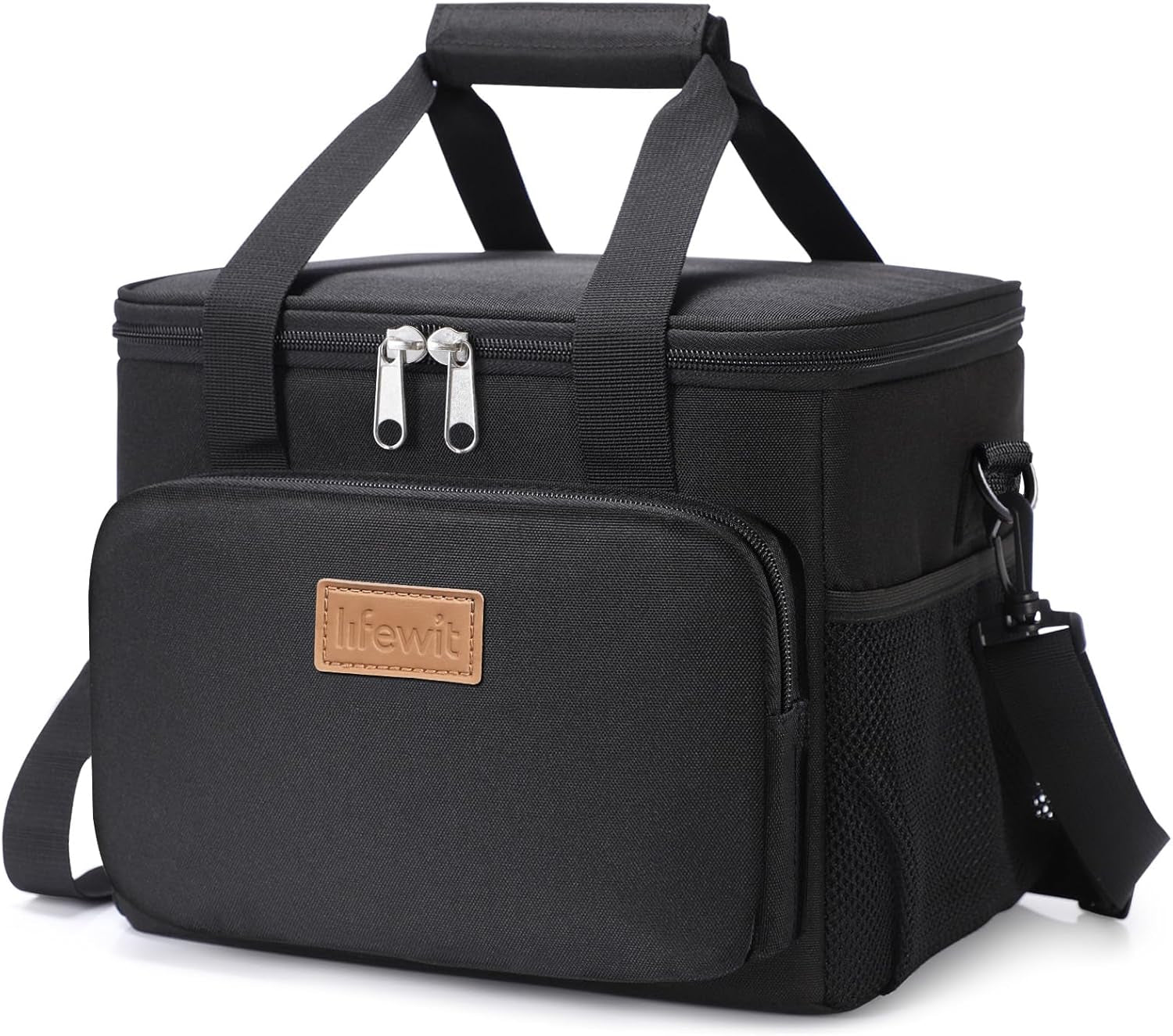 Lunch Bag 9L 12 Can Insulated Lunch Box Soft Cooler Cooling Tote for Adult Men Women, Black
