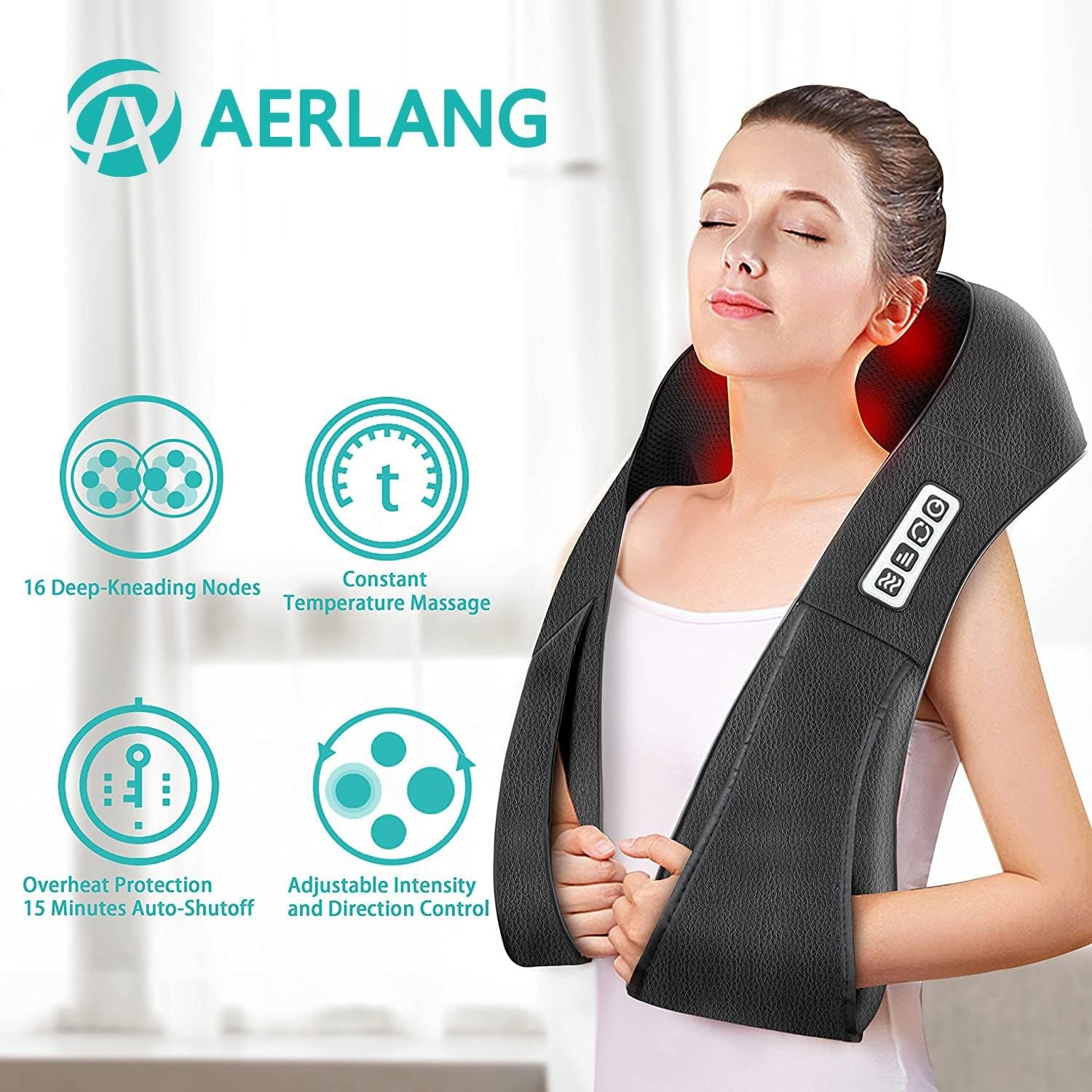 Neck Massager with Heat, Shiatsu Back Massager Deep Tissue Kneading Neck and Shoulder Massage, Shoulder Massager Electric Massage Fathers Day Gift Ideas from Daughter Son(Not Cordless)