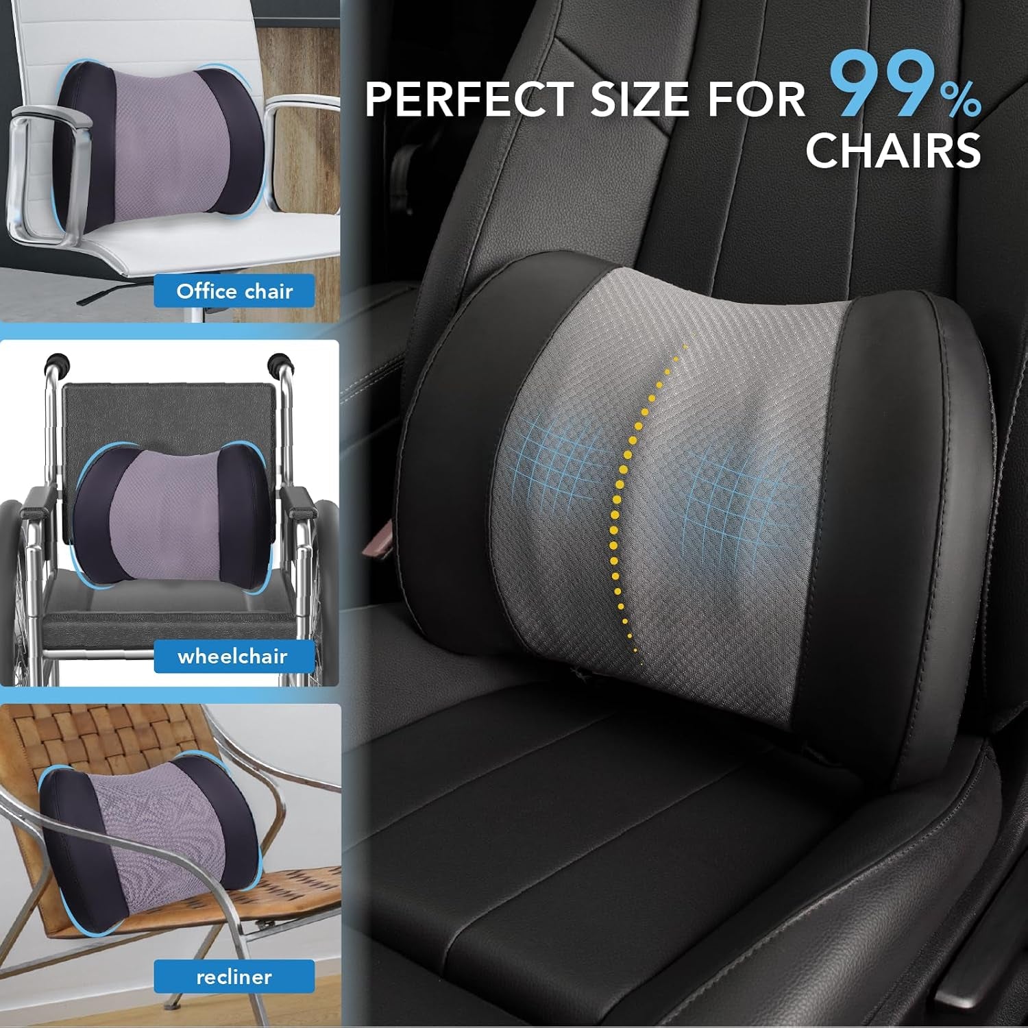 Lumbar Support Pillow for Car, Car Seat Back Support for Driving