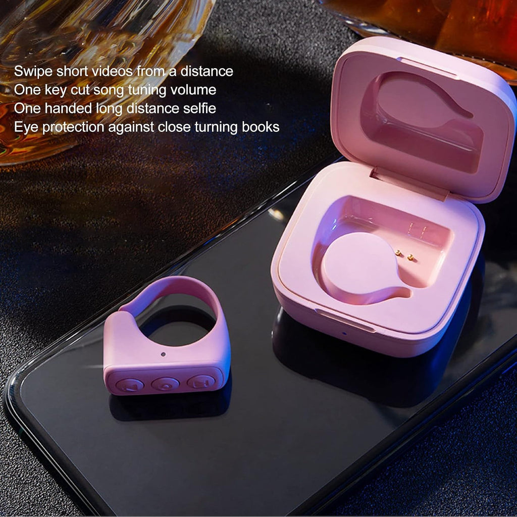 Tiktok Remote Control Kindle APP Page Turner,Bluetooth Camera Video Recording Remote,App Remote Scrolling Ring Clicker,Tik Tok Scrolling Ring for Cell Phone (Pink)