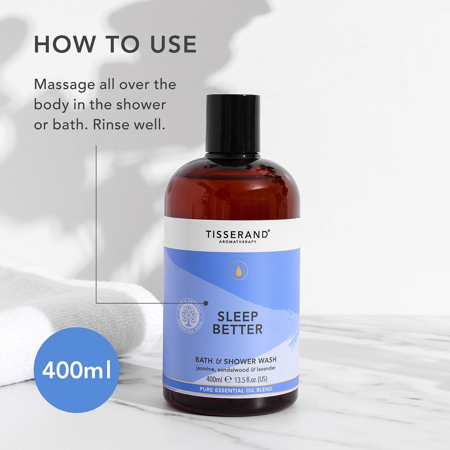 - Sleep Better - Bath & Shower Wash - Lavender, Jasmine & Sandalwood Essential Oils - 100% Natural Pure Essential Oils - 400Ml