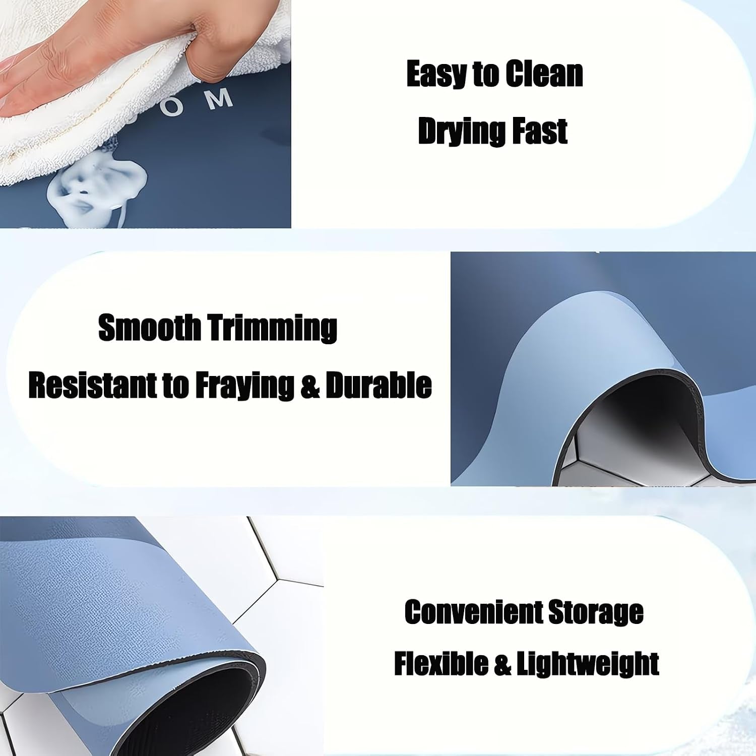 3-Piece Diatomite Bath Mat Set – Quick Dry Cooling Stone Bathroom Mats, Non Slip Absorbent Bath Rug Set with U-Shaped Toilet Mat, Khaki, 50X80+50X60U+40X60Cm