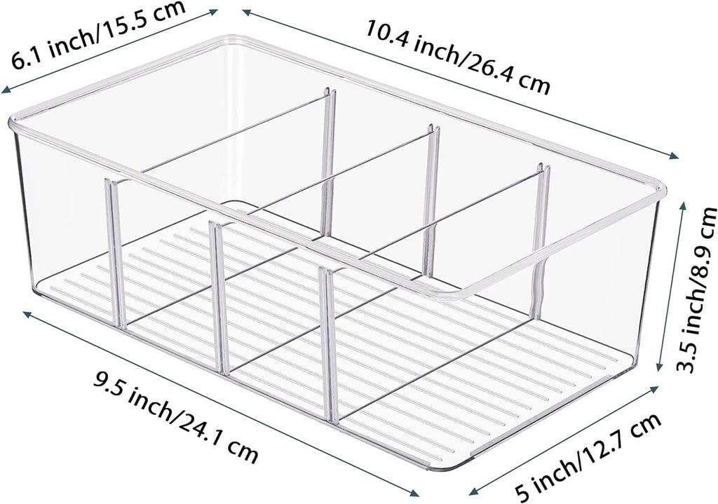 Food Storage Organizer Bins, Clear Plastic Bins for Pantry 4 Pack