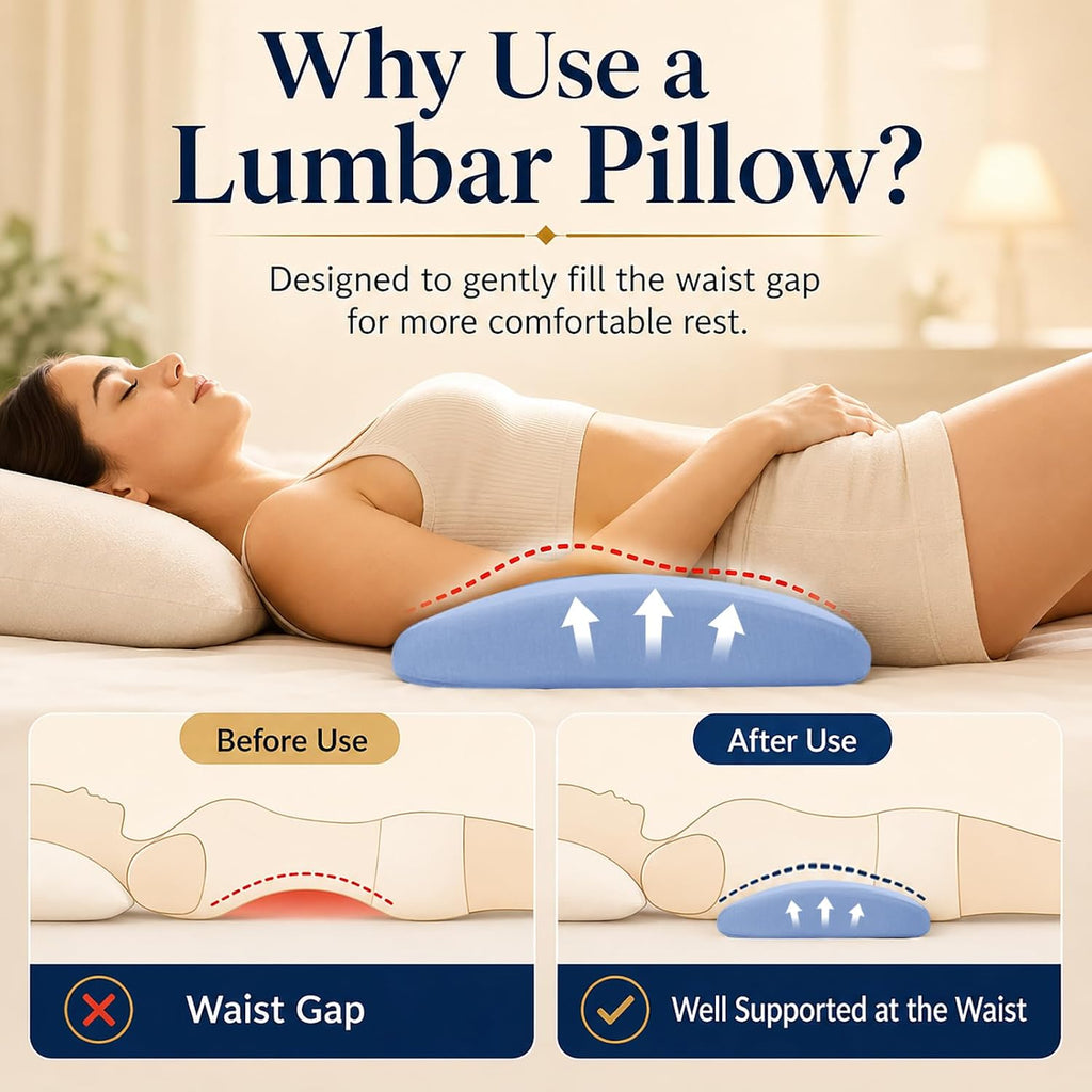 Lumbar Support Pillow for Bed Relief Back Pain: Lower Back Pillow for Sleeping - Memory Foam Waist Pillow - Back Pillow for Side, Back&Stomach Sleepers - Bed Rest Pillow for Car, Sofa