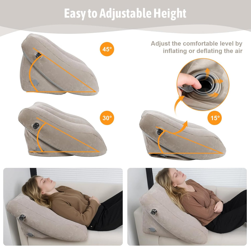 Inflatable Wedge Pillow Set – 2 Pack Portable Travel Wedge Pillow