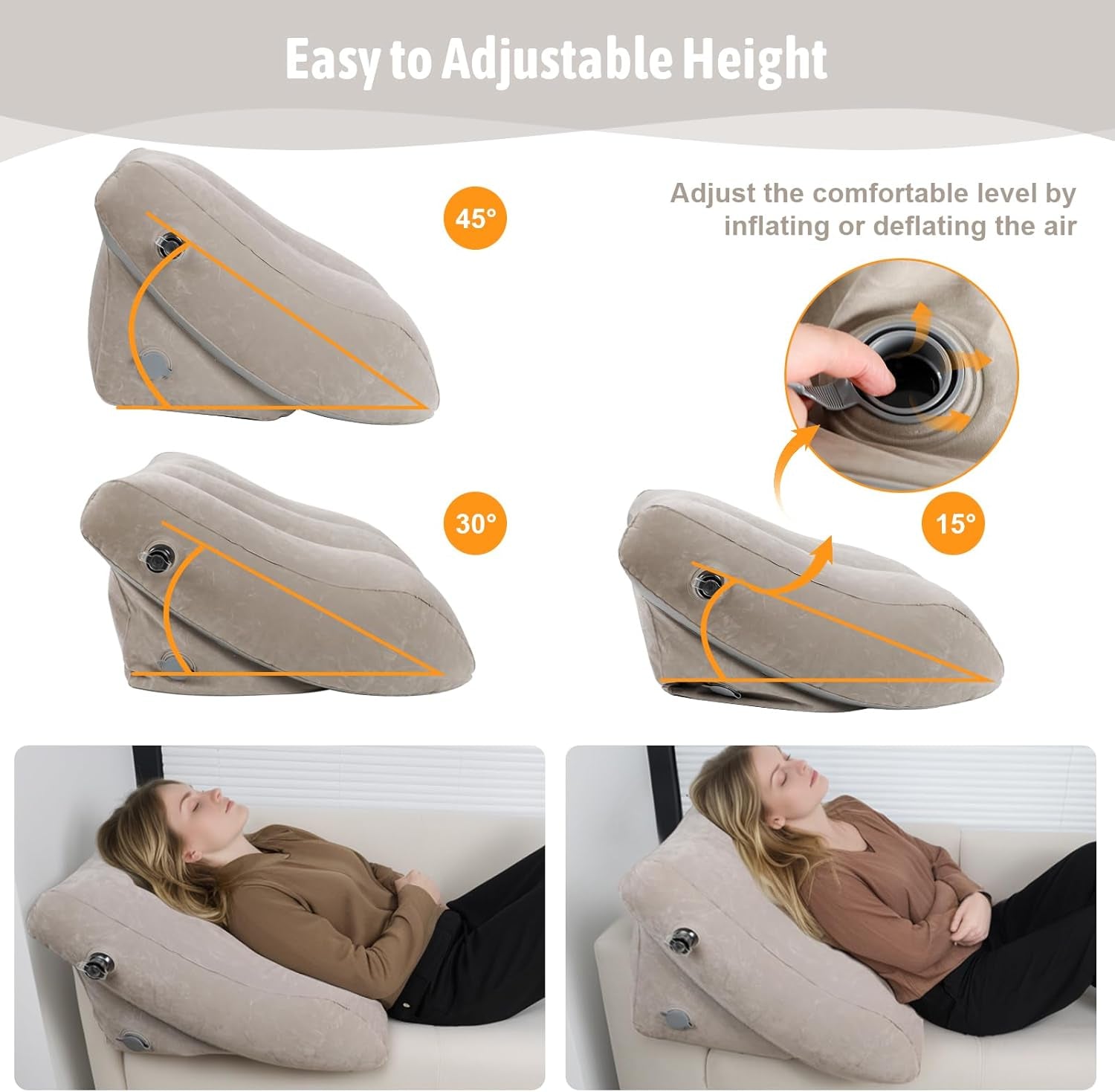 Inflatable Wedge Pillow Set – 2 Pack Portable Travel Wedge Pillow