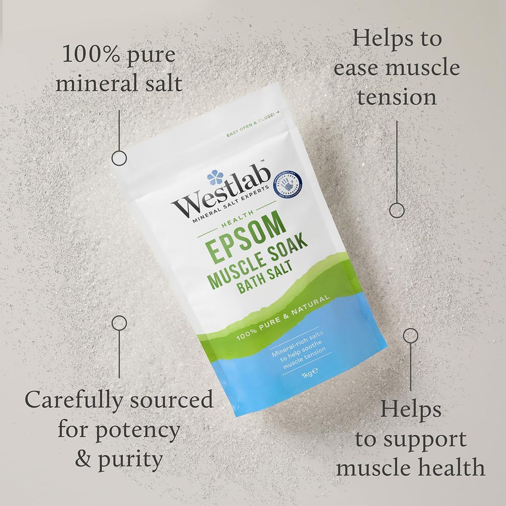 Reviving Epsom Salt | 1Kg Resealable Pouch | Pure and Unscented, Pack of 1