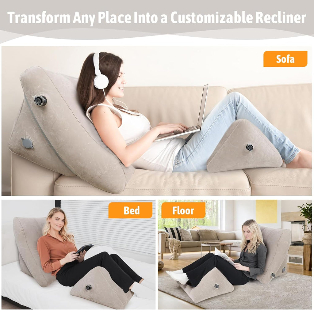 Inflatable Wedge Pillow Set – 2 Pack Portable Travel Wedge Pillow