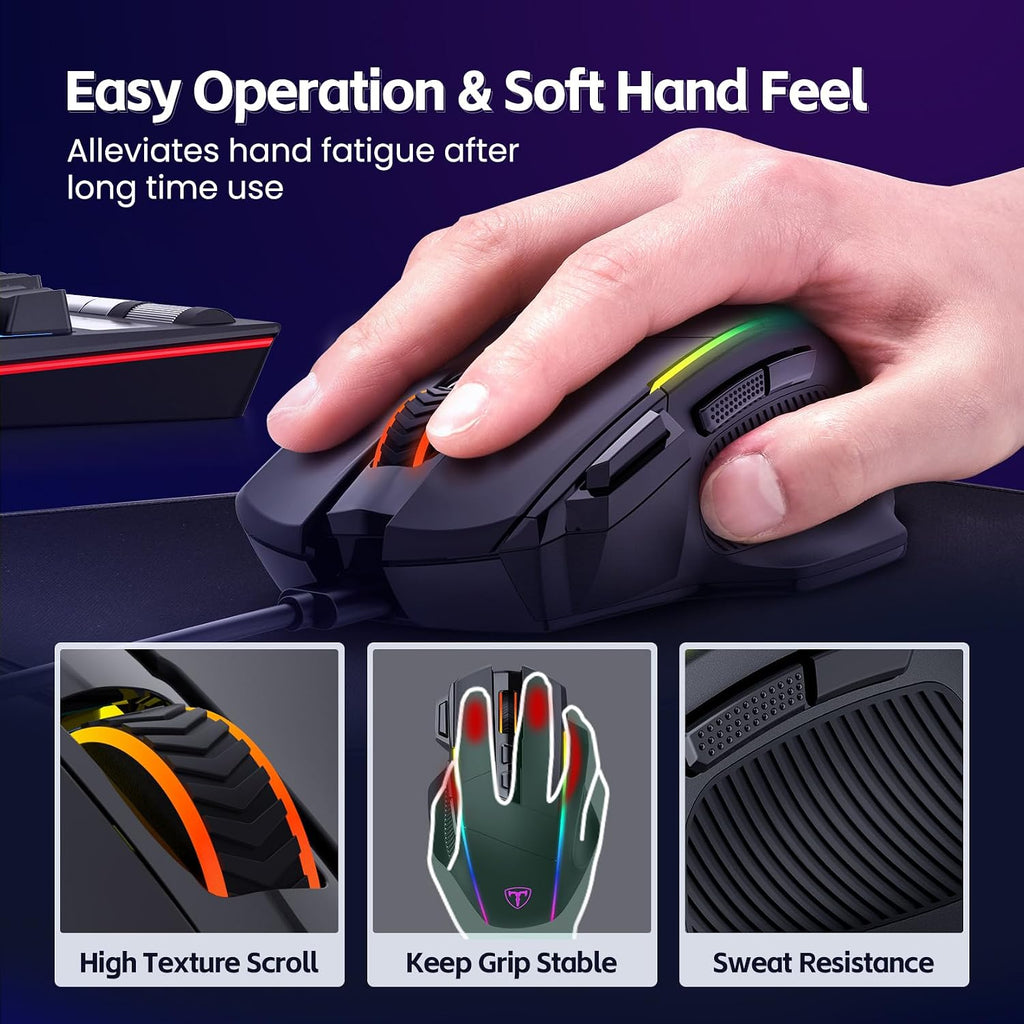 Wireless Gaming Mouse, 2.4G/Usb-C/Bluetooth, up to 10,000DPI, RGB Backlit