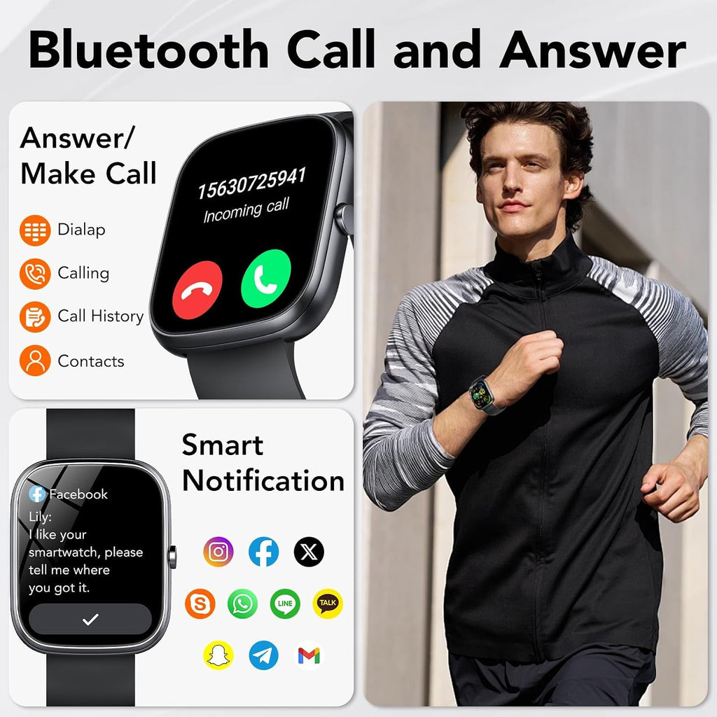 AI Voice Assistant Smart Watch for Men Women, Answer/Make Call,1.91''Hd Screen Fitness Watch with Heart Rate/Sleep Spo2 Monitor/Step Counter,115+ Sport Modes,Ip68 Waterproof Smartwatch for Android Ios