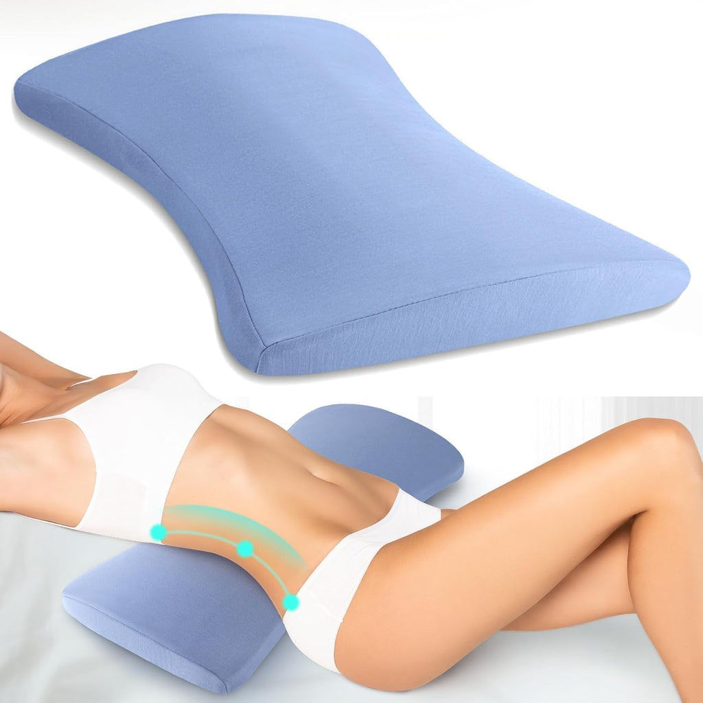 Lumbar Support Pillow for Bed Relief Back Pain: Lower Back Pillow for Sleeping - Memory Foam Waist Pillow - Back Pillow for Side, Back&Stomach Sleepers - Bed Rest Pillow for Car, Sofa