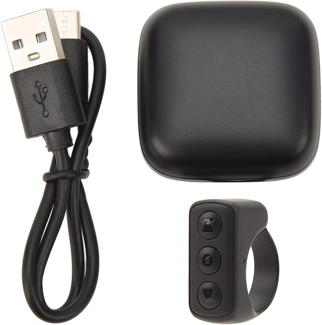 Tiktok Remote Control Kindle APP Page Turner,Bluetooth Camera Video Recording Remote,App Remote Scrolling Ring Clicker,Tik Tok Scrolling Ring for Cell Phone (Black)