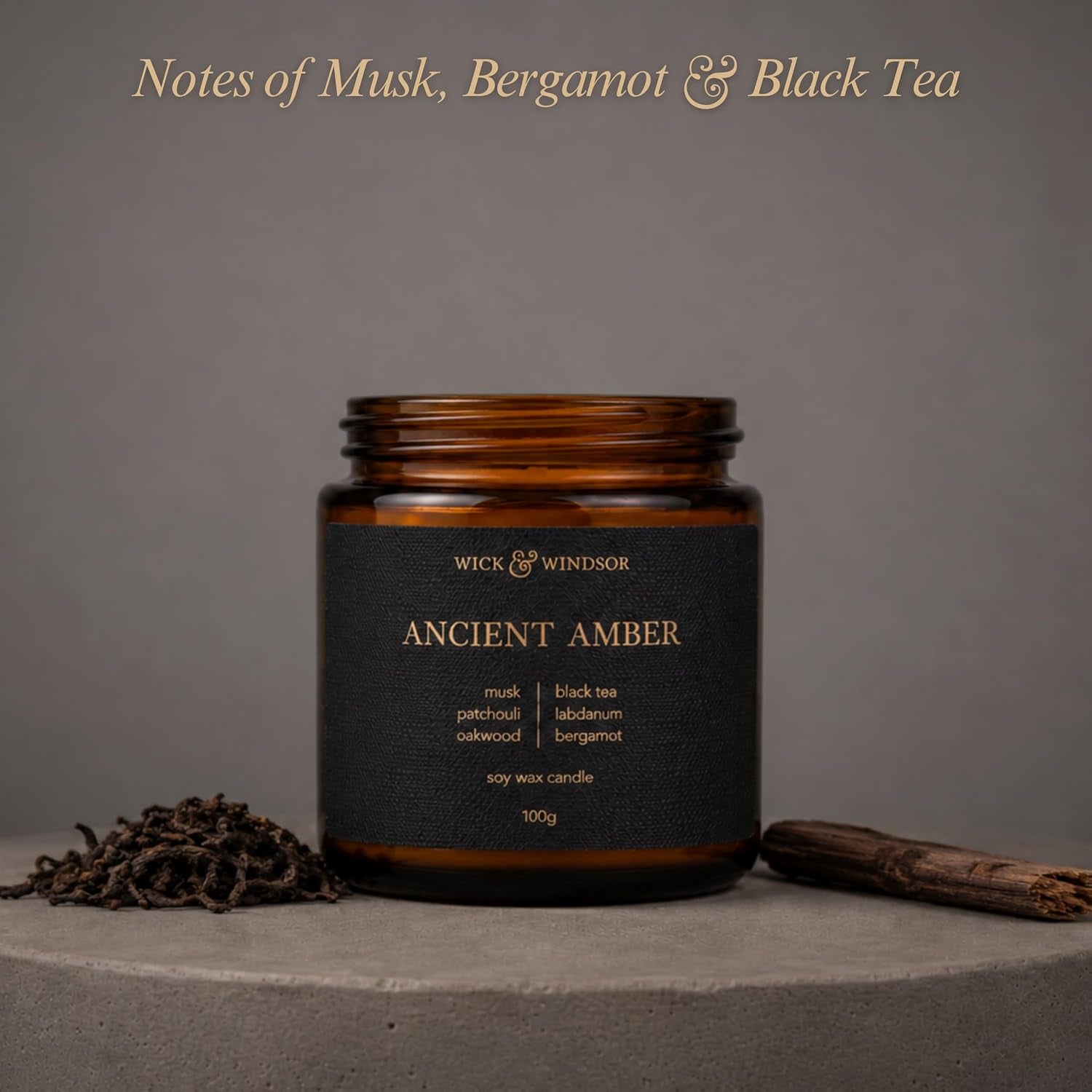 | Scented Candle Gift Set | Origins Collection | 3 Luxury Soy Wax Candles | Wooden Wick | 3×100G | Amber, Black Pepper & Sea Salt | Gift for Him - Birthday, Christmas & Father'S Day