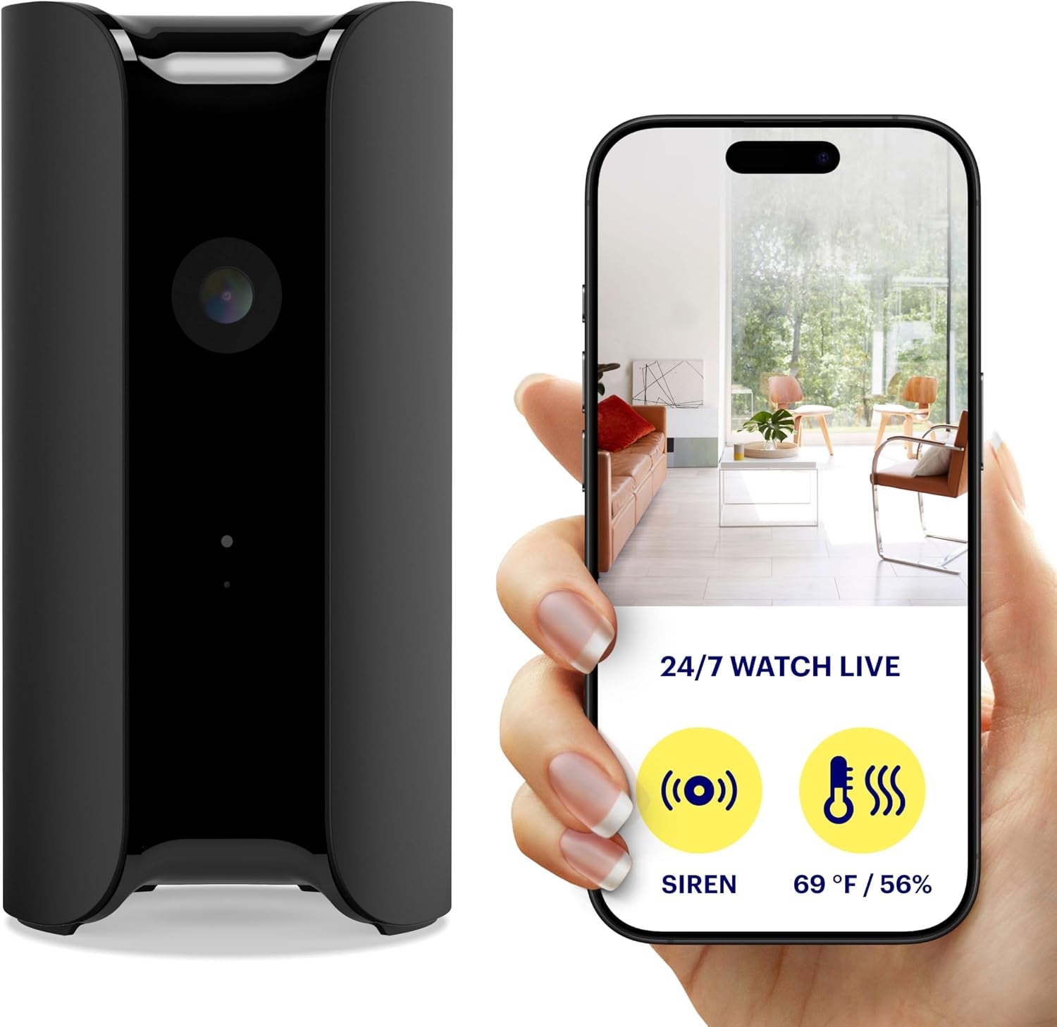 Pro Indoor Home Security Camera 1080P HD Wifi IP | 24/7 Watch Live Video, Siren, Climate Monitor, Motion Alerts, Two-Way Talk, Night Vision, 10X Zoom, Private Mode, Works with Alexa and More