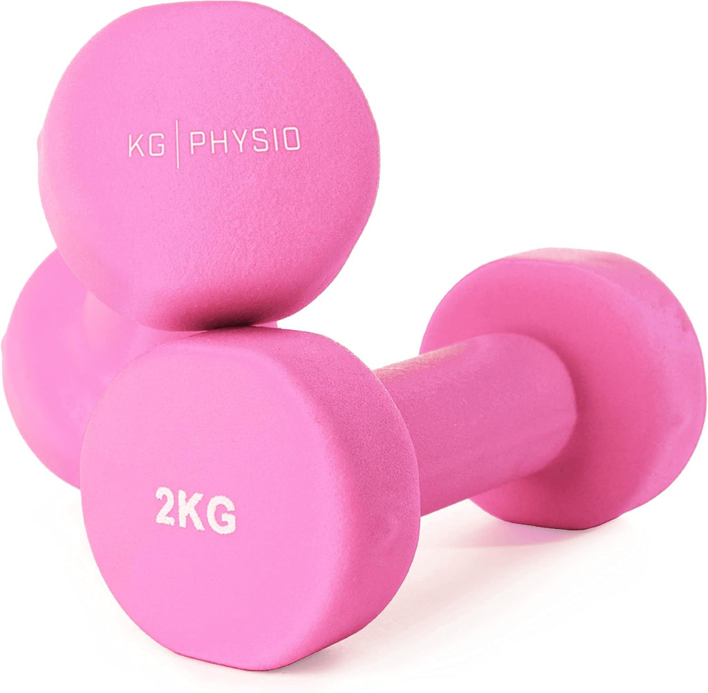 Weights Dumbbells Set Women & Men - Neoprene-Coated & Sweat-Resistant Weights Set with Anti-Roll Technology & A3 Exercise Poster, Gym Equipment for Home, 1-10 Kg Dumb Bells Pair