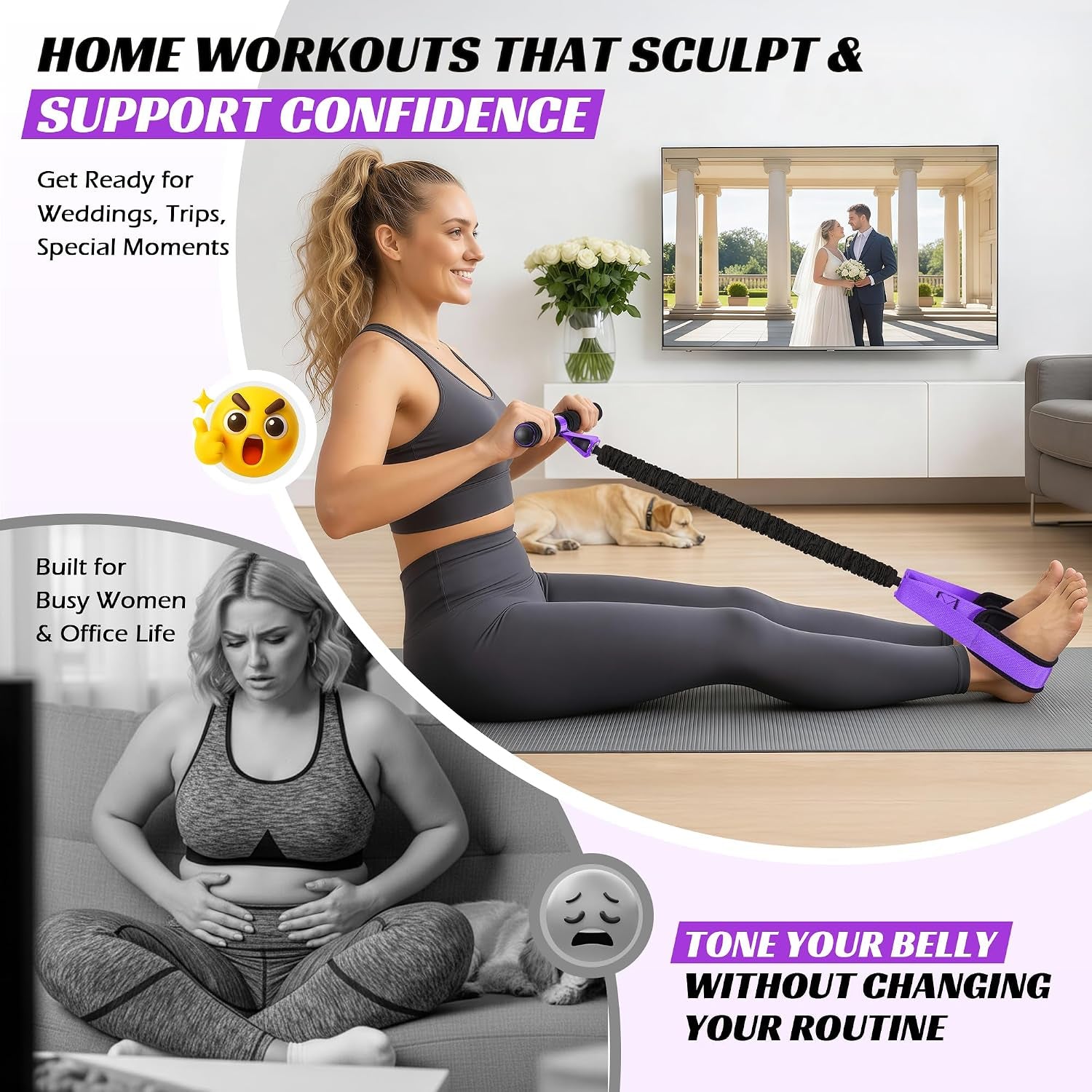 Multifunction Foot Pedal Resistance Band, Portable Leg & Arm Workout Equipment for Full Body Strength, Yoga, Pilates, Physical Therapy & Stretching, Core/Abs Ab Machine for Home Gym