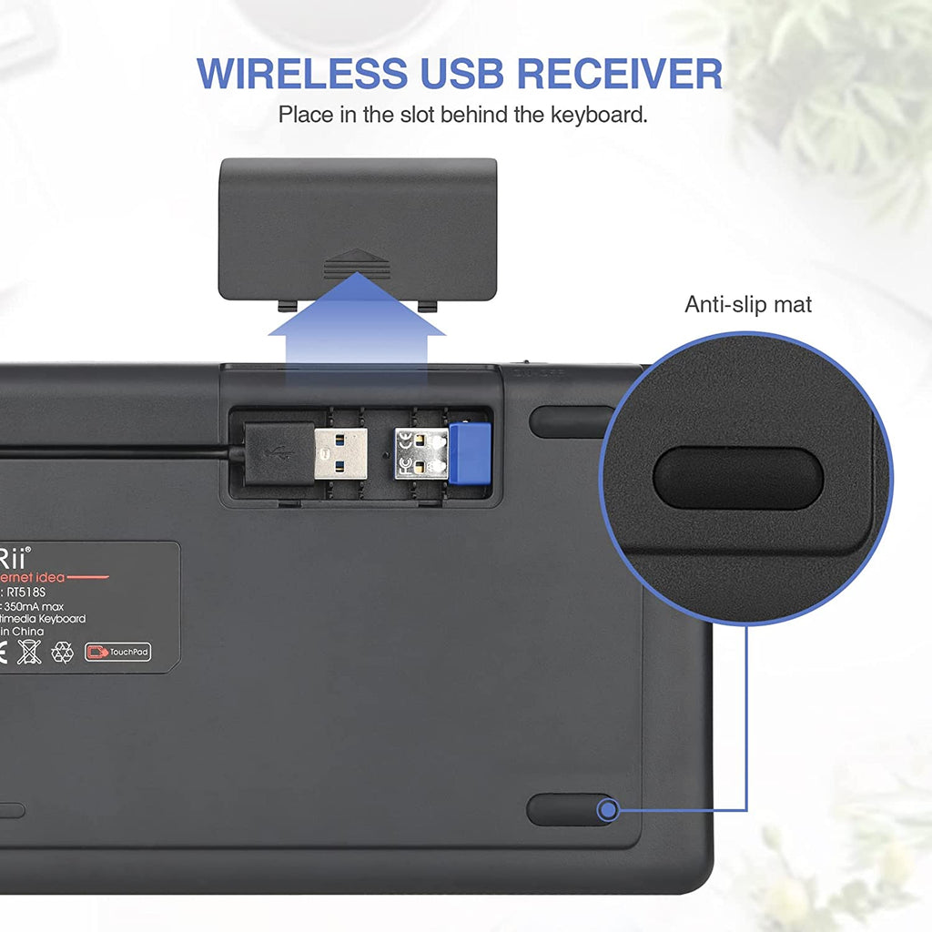 Wireless Keyboard with Touchpad, RT518S Bluetooth Keyboard Dual Mode Backlit Multimedia Keyboard Rechargeable for Android TV Box,Pc,Tablets,Smart TV, HTPC, Iptv,Windows