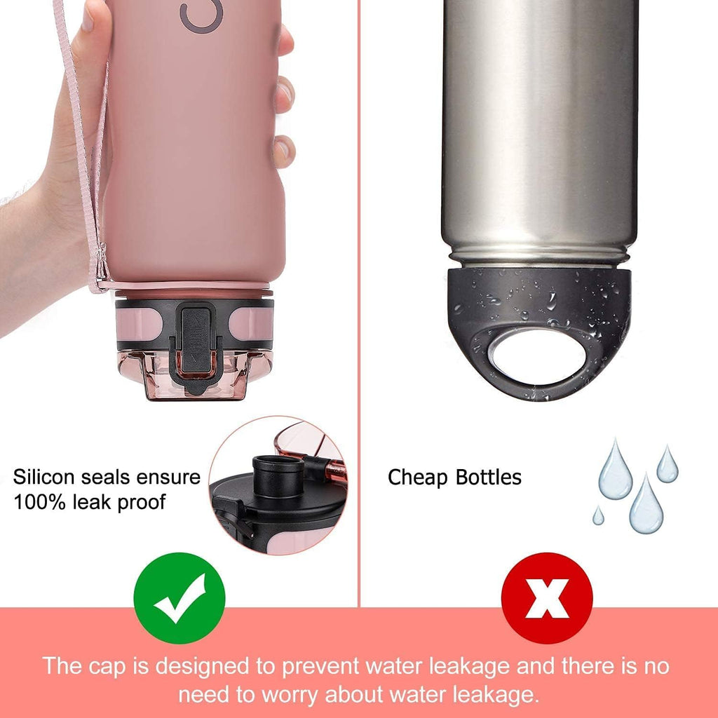 Sports Water Bottle 1L, BPA Free Tritan Leak Proof Gym Bottle, Pink