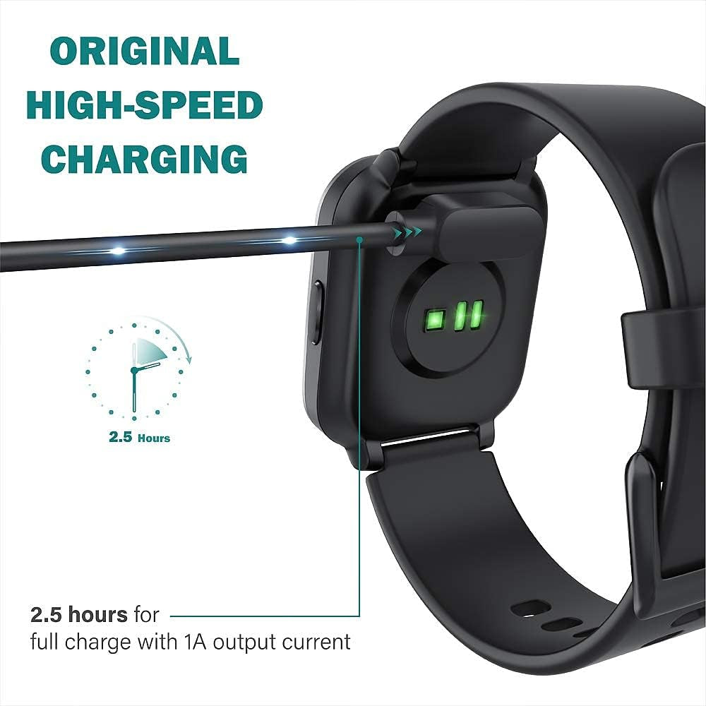 Compatible with Donerton Smartwatch Charger,  Magnetic USB Charging Cable Replacement Charger for Donerton P22/Popglory Smartwatch/Canmixs, Feifuns, Kalinco P22 1.4'' Smartwatch (Black)