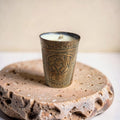 Repurposed Vintage Indian Brass Tumbler Candle - Soft Sandalwood-0